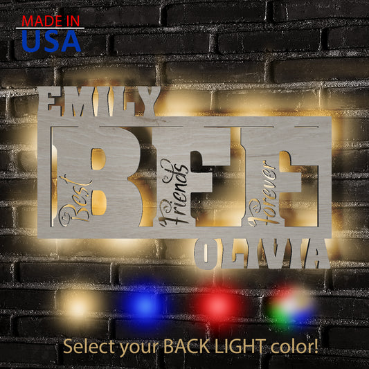 BFF Gifts - Personalized Wall Decor with optional LED Light | Starting from: