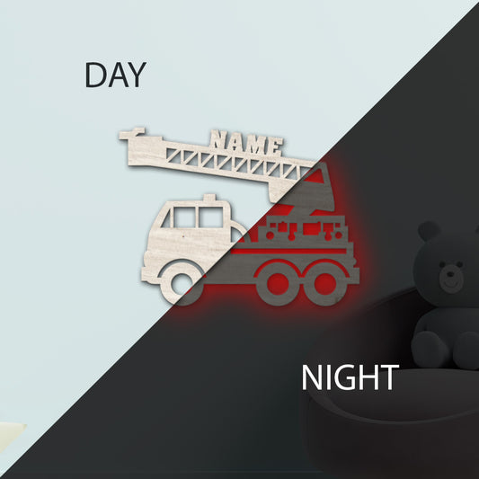 Fire Truck - Personalized Wall Decor with optional LED Light | Starting from: