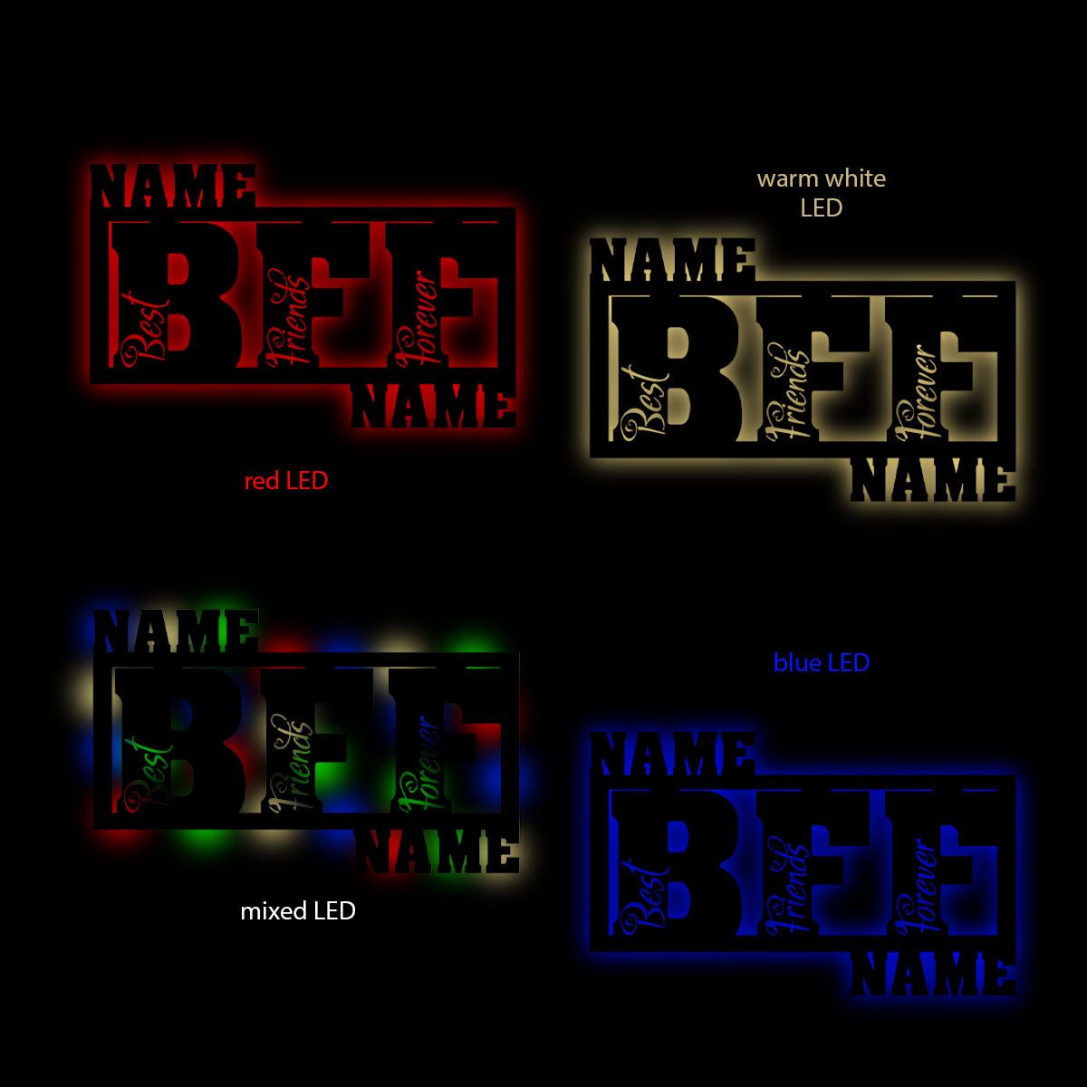 BFF Gifts - Personalized Wall Decor with optional LED Light | Starting from: