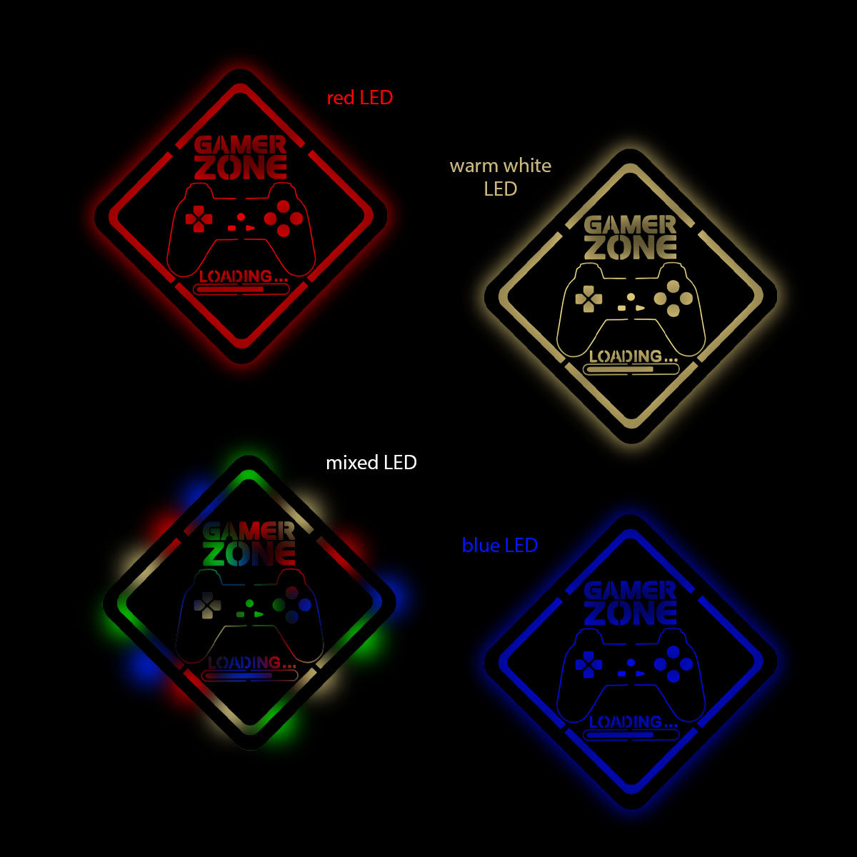 Gamer Zone - Personalized Wall Decor with optional LED Light | Starting from: