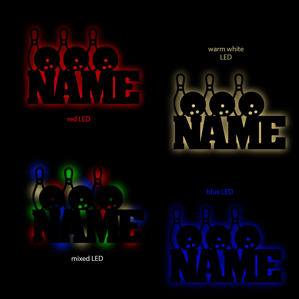 Bowling - Personalized Wall Decor with optional LED Light | Starting from: