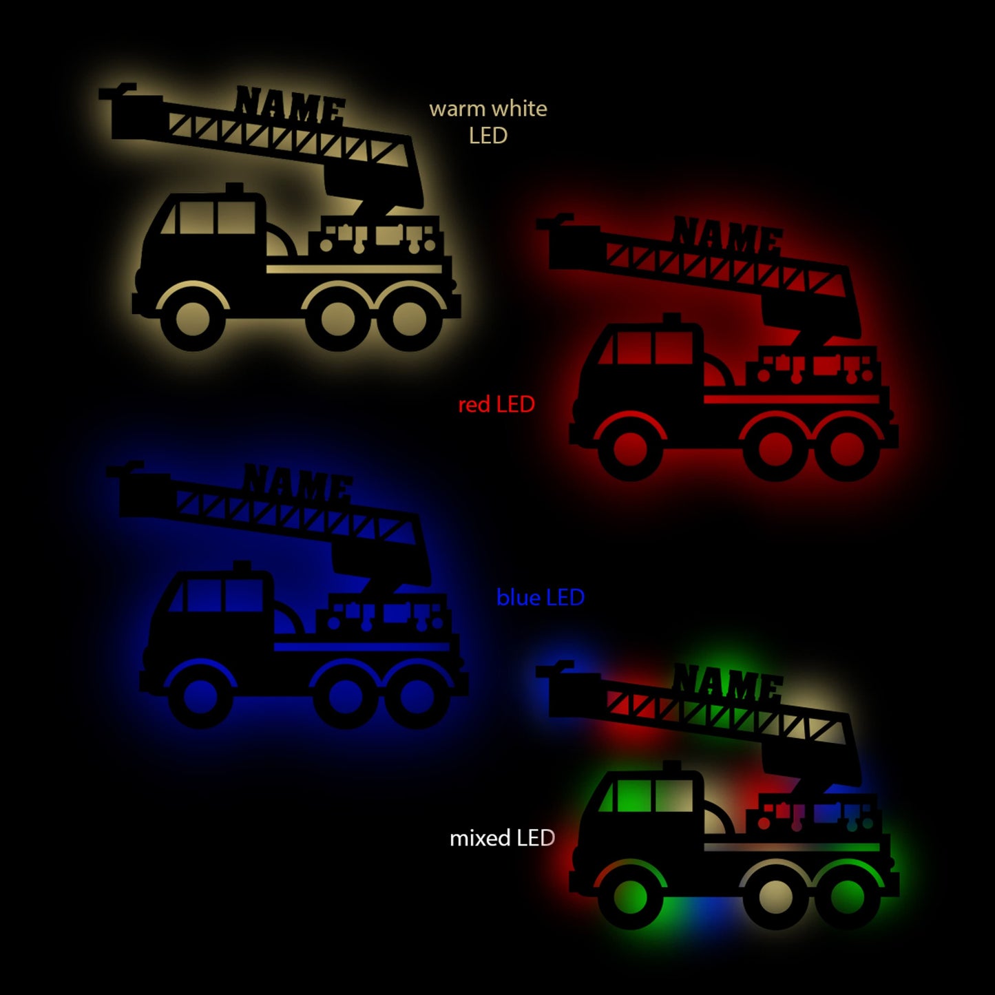 Fire Truck - Personalized Wall Decor with optional LED Light | Starting from: