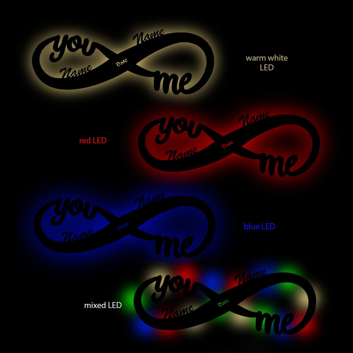 Infinity - I Love You Personalized Wall Decor with optional LED Light | Starting from: