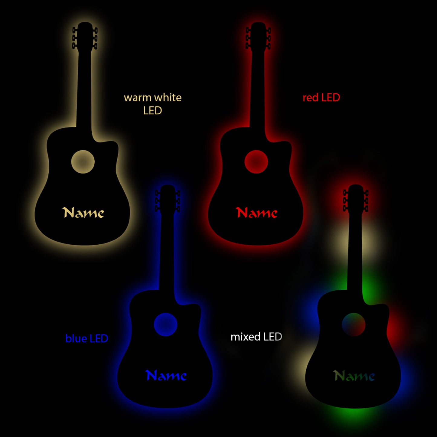 Guitar - Personalized Wall Decor with optional LED Light | Starting from: