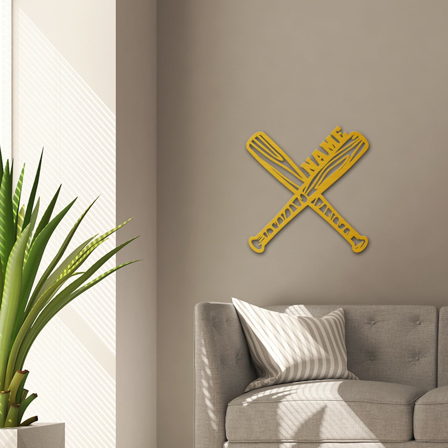 Crossed Baseball Bats - Personalized Wall Decor with optional LED Light | Starting from: