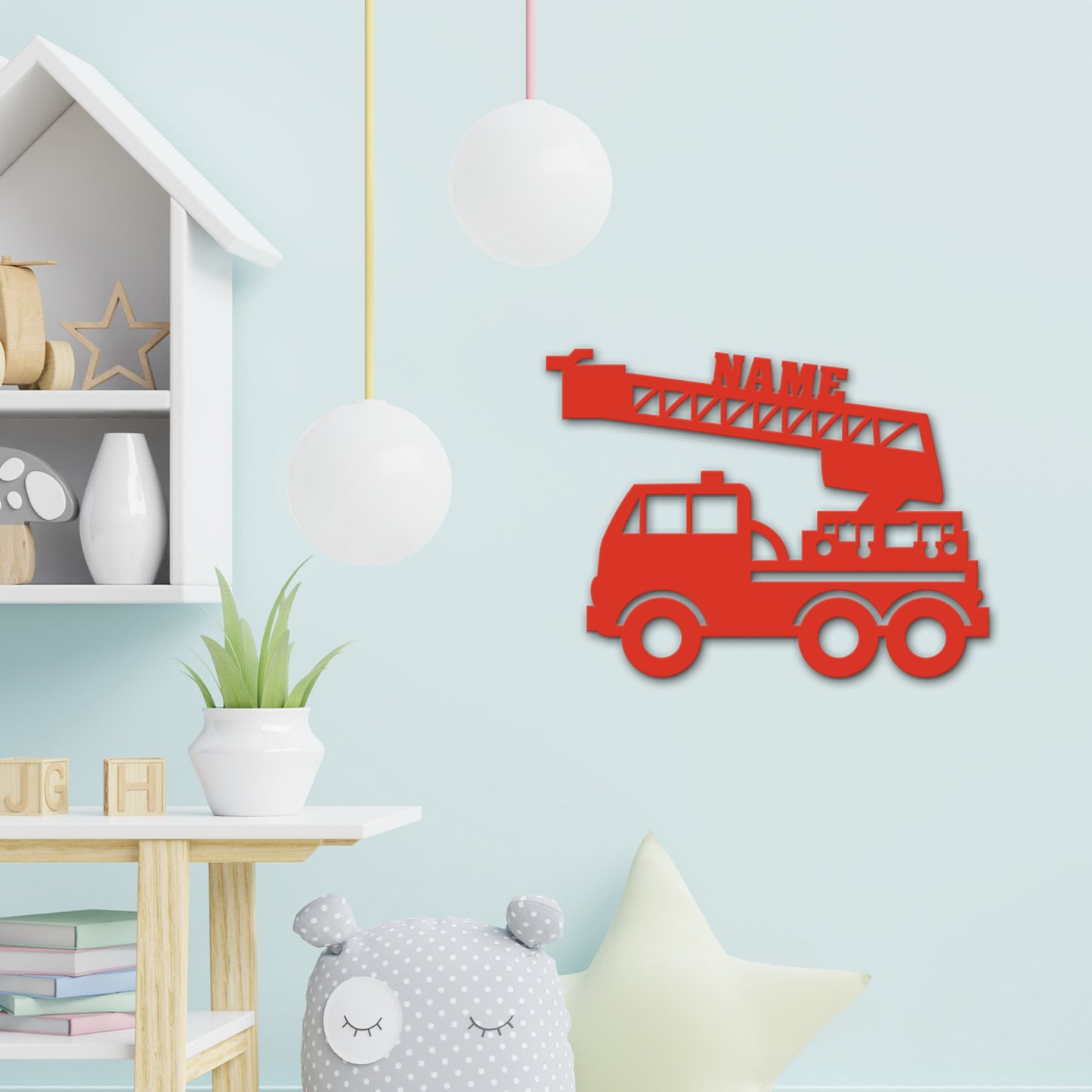 Fire Truck - Personalized Wall Decor with optional LED Light | Starting from: