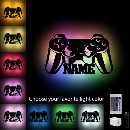 Game Controller - Personalized Wall Decor with remote LED Lights | Starting from: