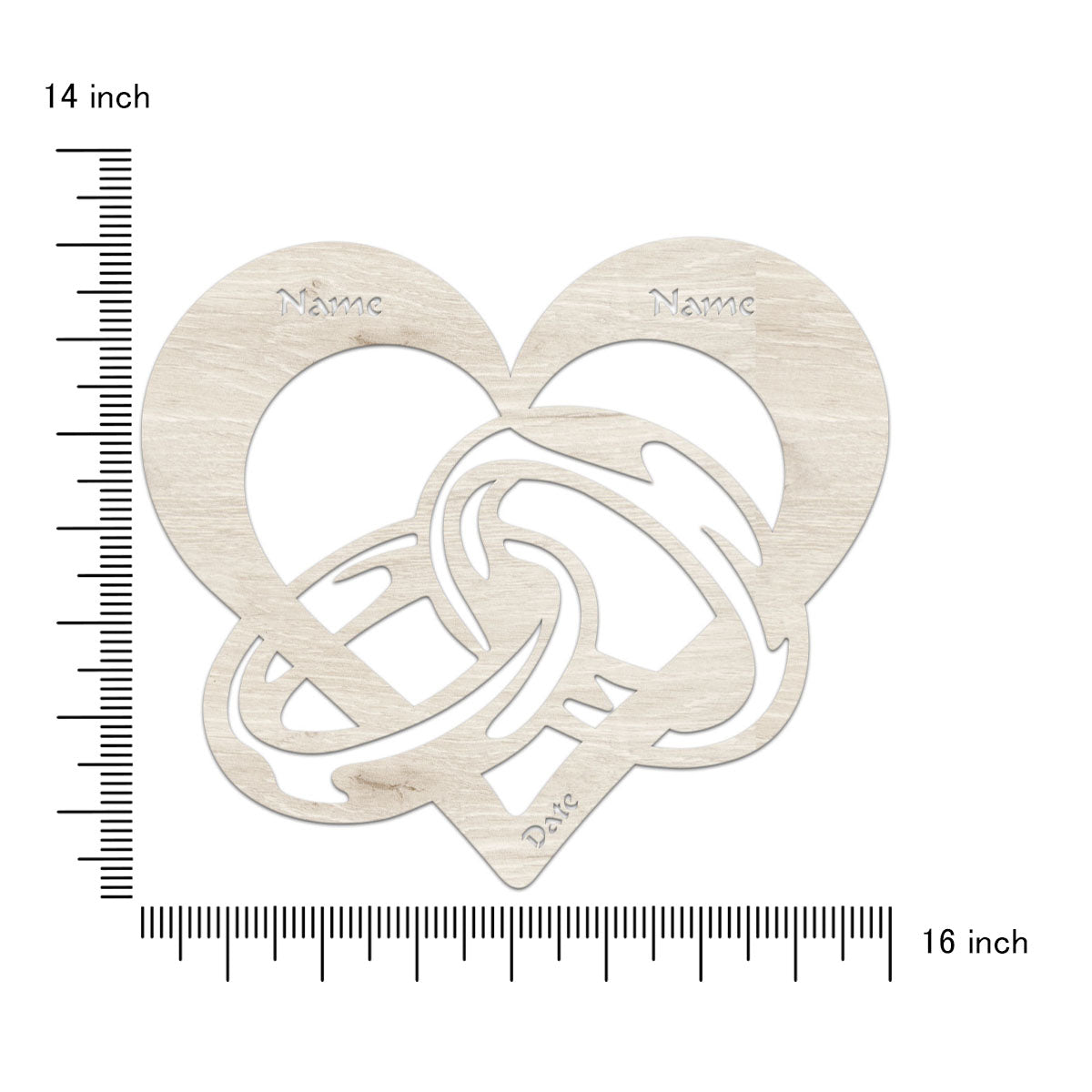 Heart & Wedding Rings - Personalized Wall Decor with optional LED Light | Starting from: