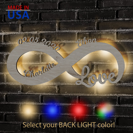 Love Infinity - Personalized Wall Decor with optional LED Light | Starting from:
