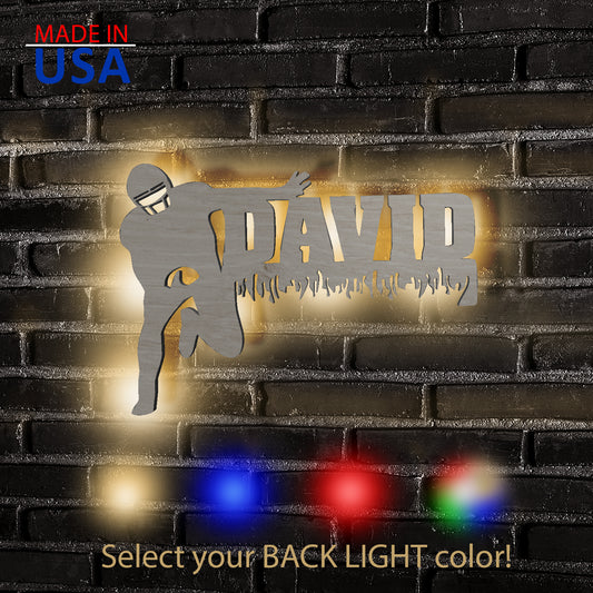 Football Player - Personalized Wall Decor with optional LED Light | Starting from: