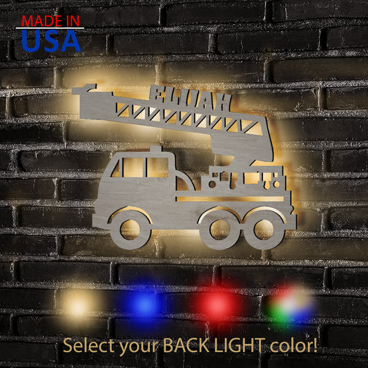 Fire Truck - Personalized Wall Decor with optional LED Light | Starting from: