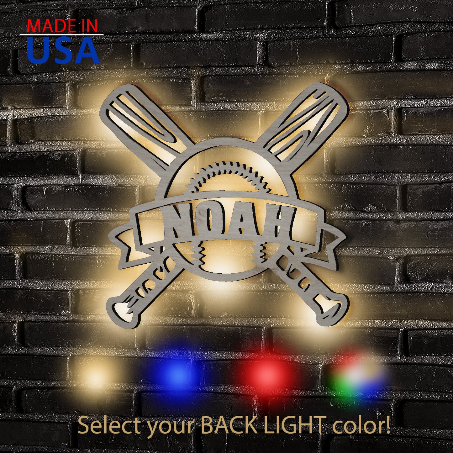 Baseball  - Personalized Wall Decor with optional LED Light | Starting from: