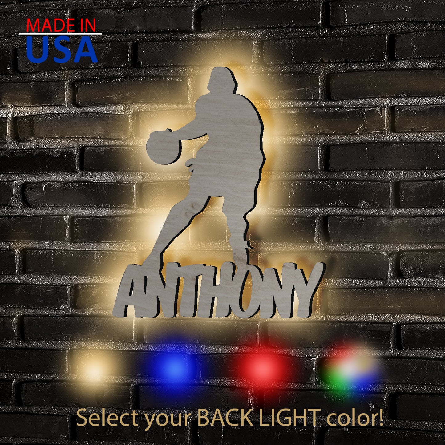 Basketball Player – Personalized Wall Decor with optional LED Light | Starting from: