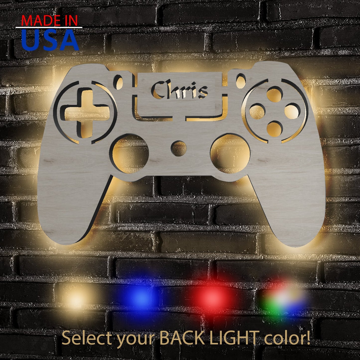 Game Controller - Personalized Wall Decor with remote LED Lights | Starting from: