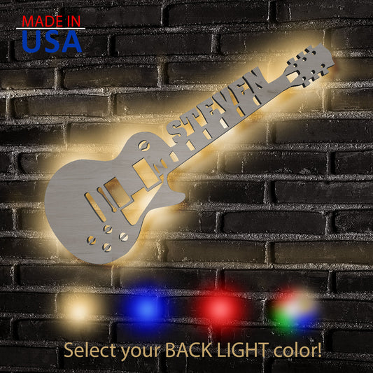 Electric Guitar - Personalized Wall Decor with optional LED Light | Starting from: