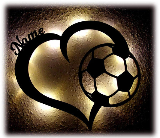 Soccer Heart - Personalized Wall Decor with optional LED Light | Starting from: