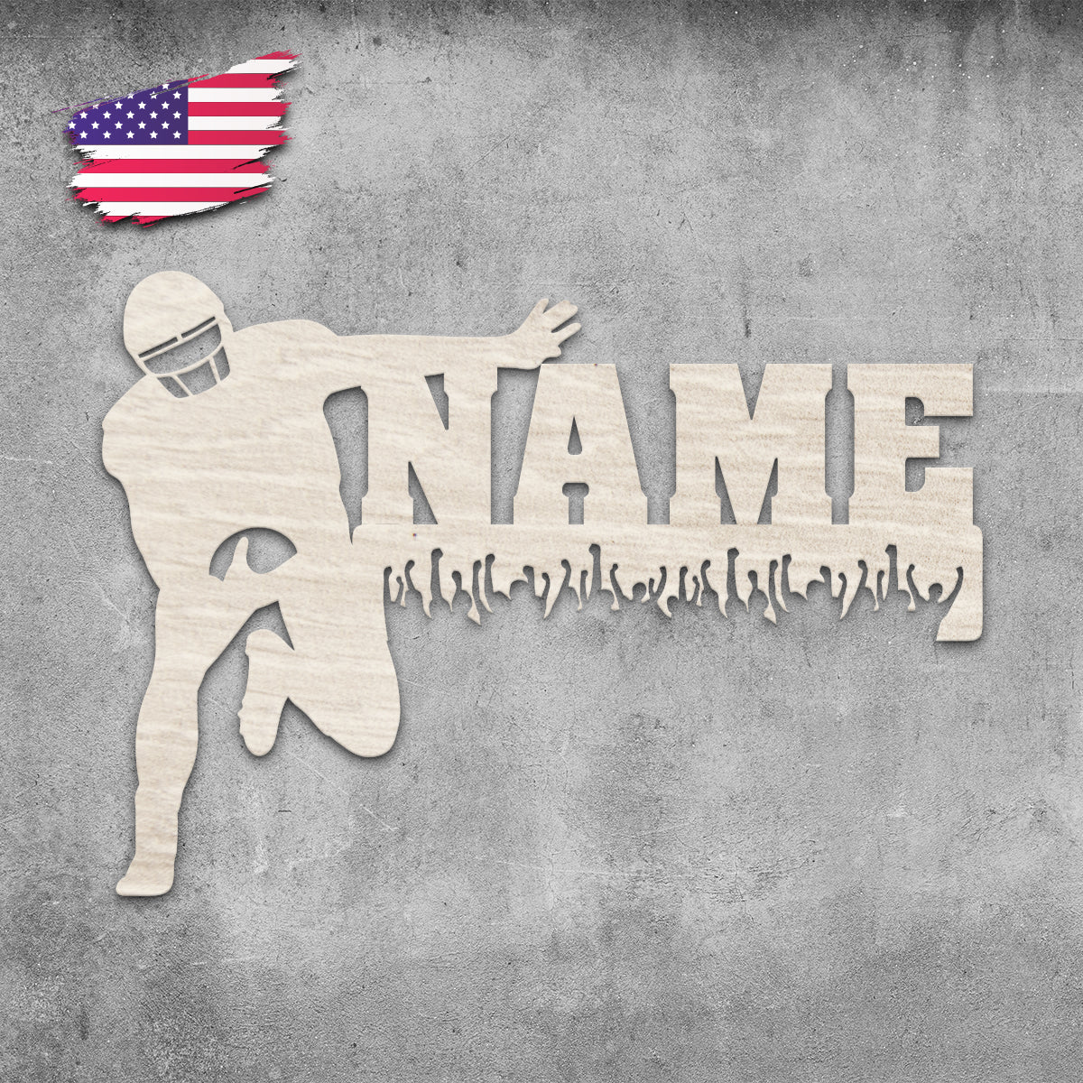 Football Player - Personalized Wall Decor with optional LED Light | Starting from: