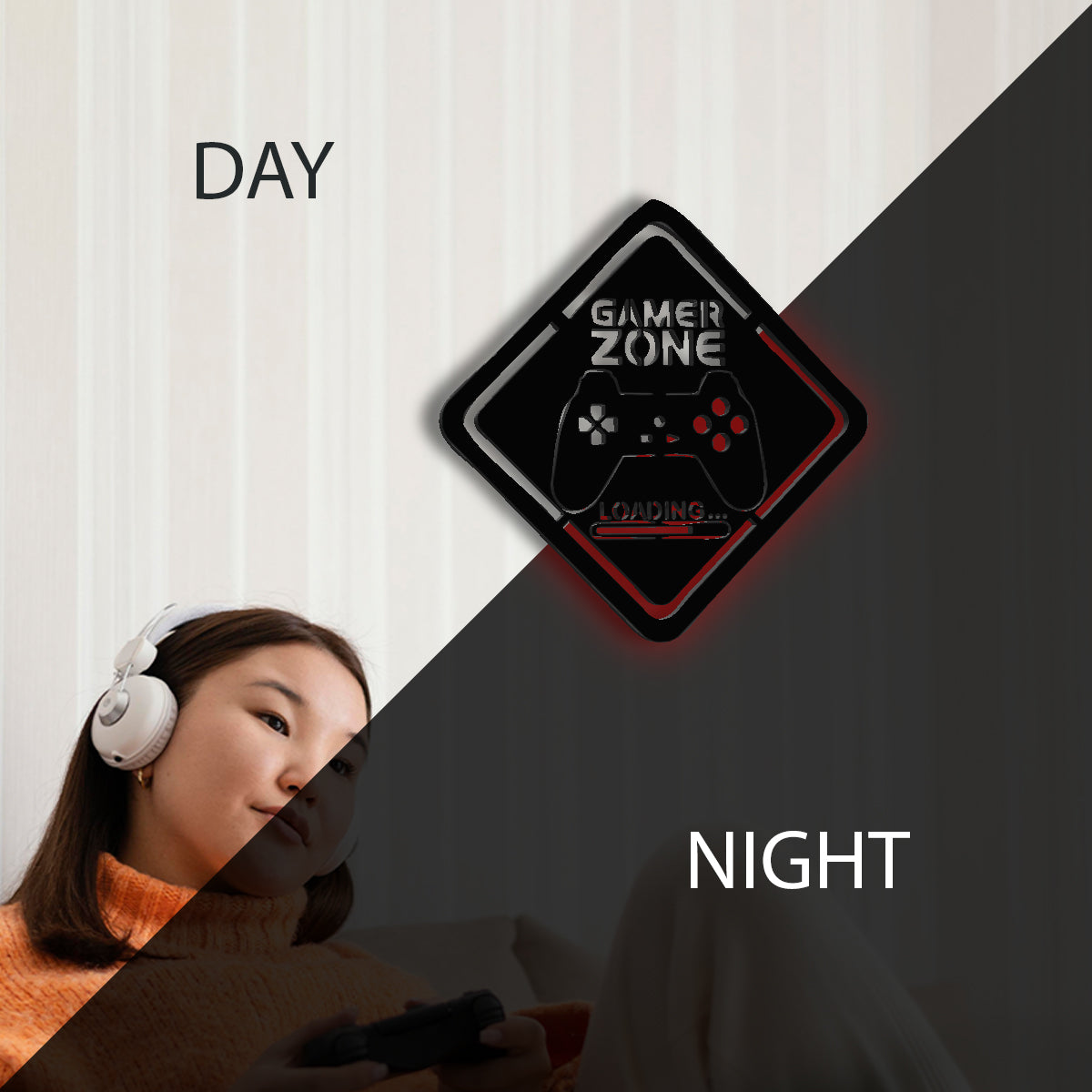 Gamer Zone - Personalized Wall Decor with remote LED Lights | Starting from: