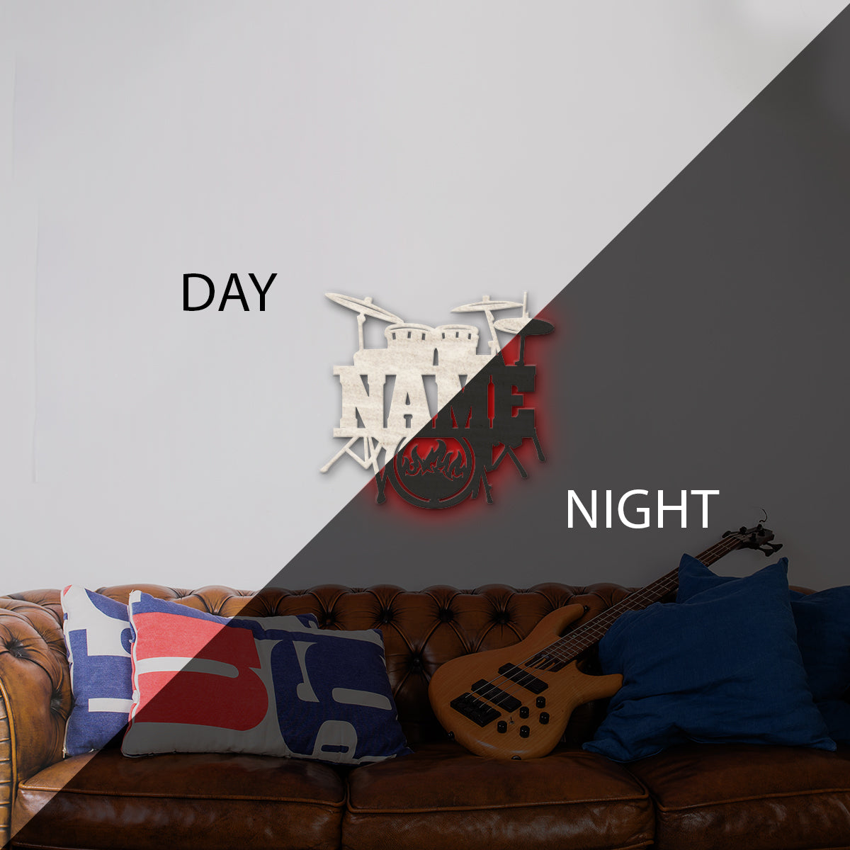 Drums - Personalized Wall Decor with optional LED Light | Starting from: