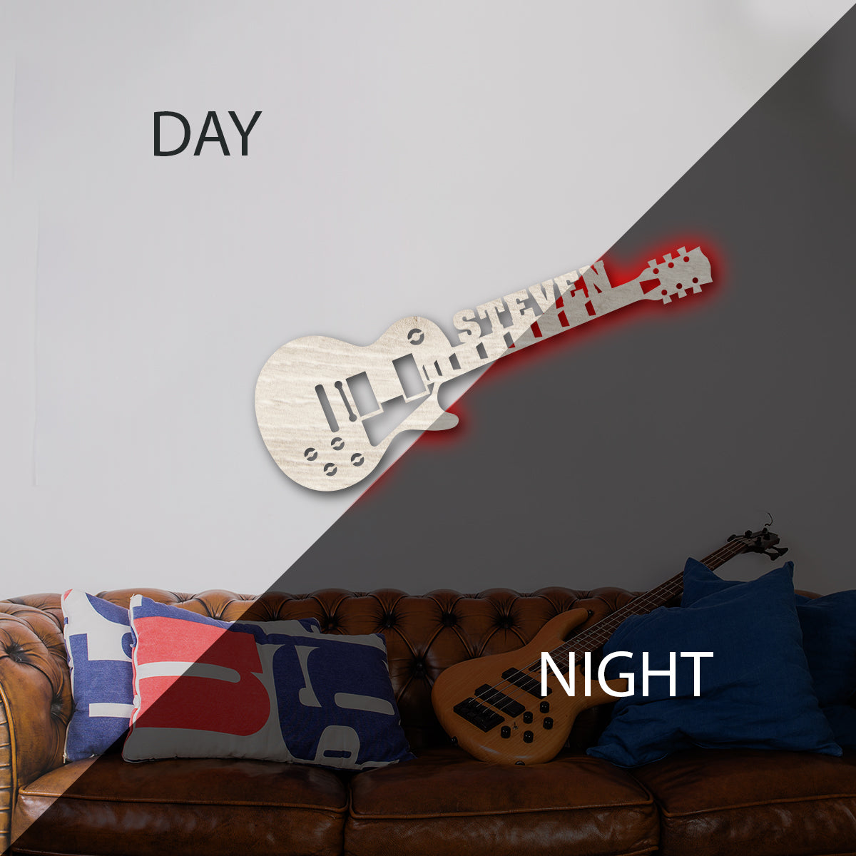 Electric Guitar - Personalized Wall Decor with optional LED Light | Starting from: