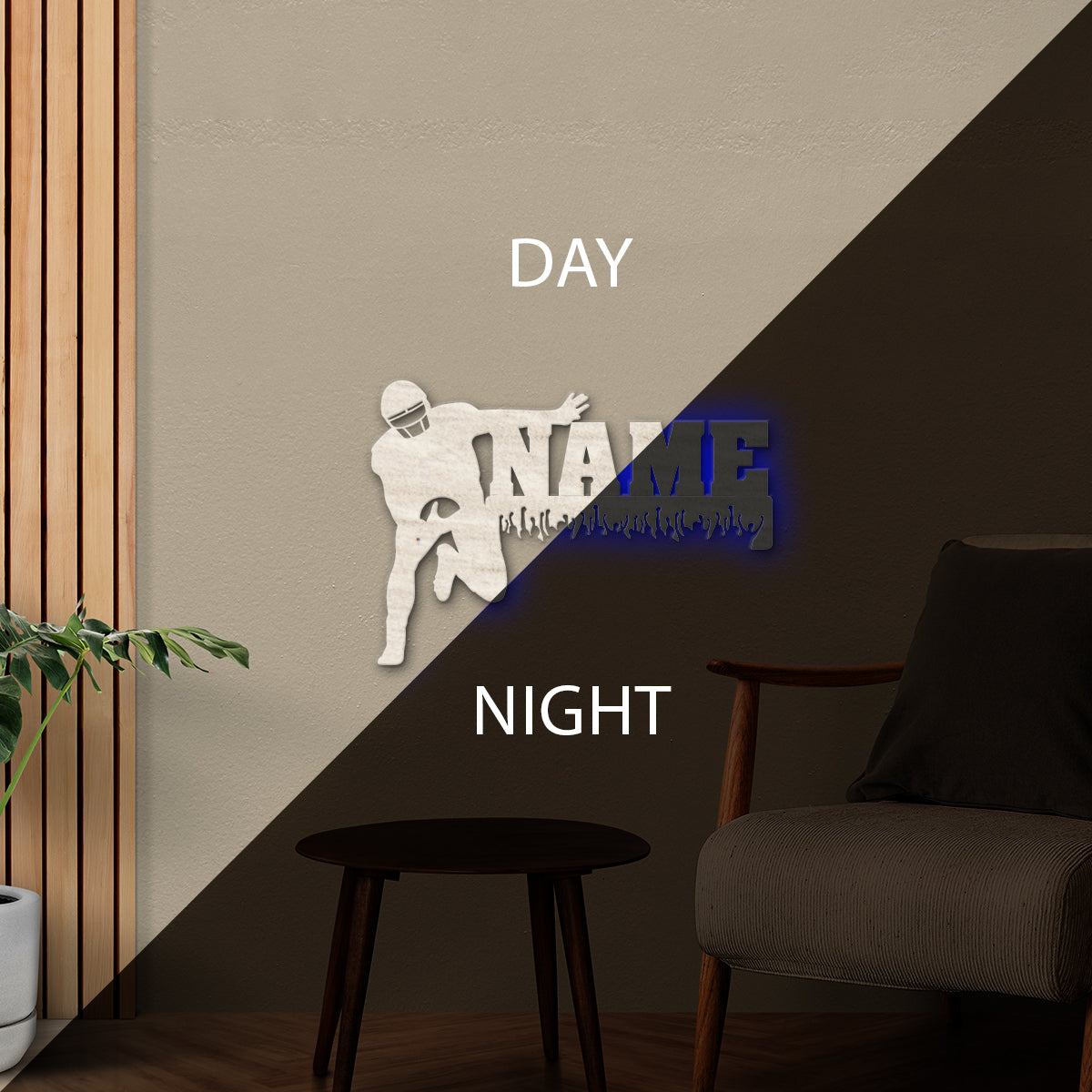 Football Player - Personalized Wall Decor with optional LED Light | Starting from: