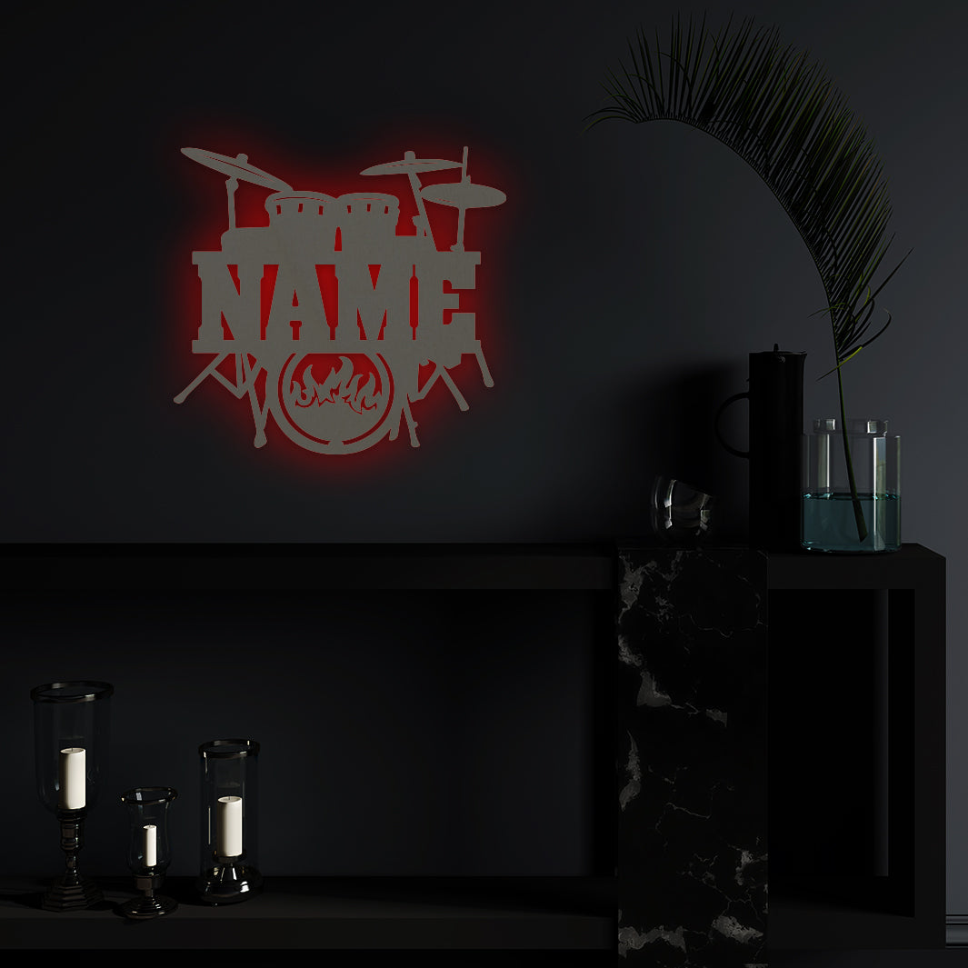 Drums - Personalized Wall Decor with optional LED Light | Starting from: