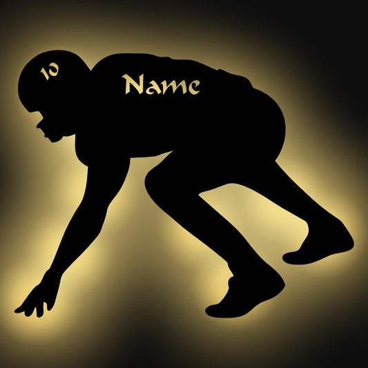 Football Lineman - Personalized Wall Decor with optional LED Light | Starting from: