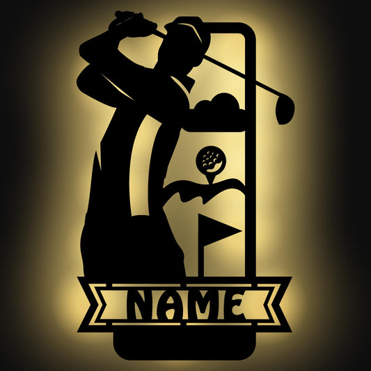 Golfer - Personalized Wall Decor with optional LED Light | Starting from: