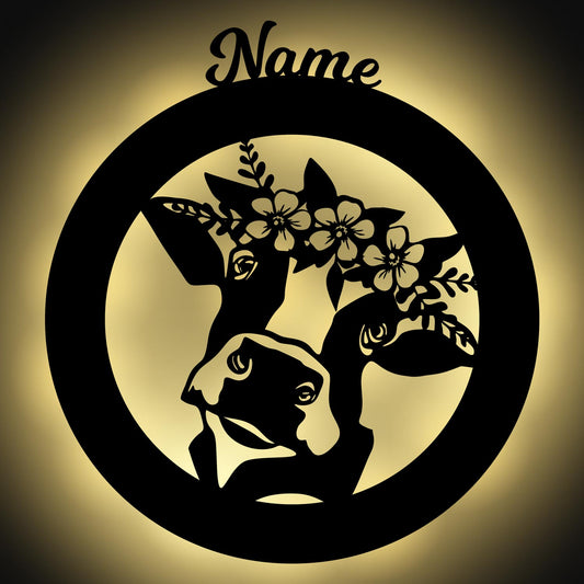 Cow - Personalized Wall Decor with optional LED Light | Starting from: