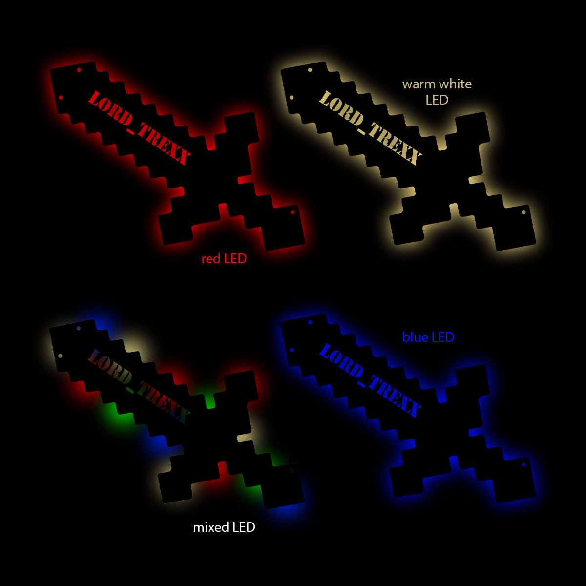 Gaming Pixel Sword - Personalized Wall Decor with optional LED Light | Starting from: