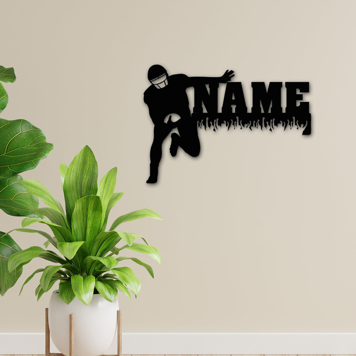 Football Player - Personalized Wall Decor with optional LED Light | Starting from: