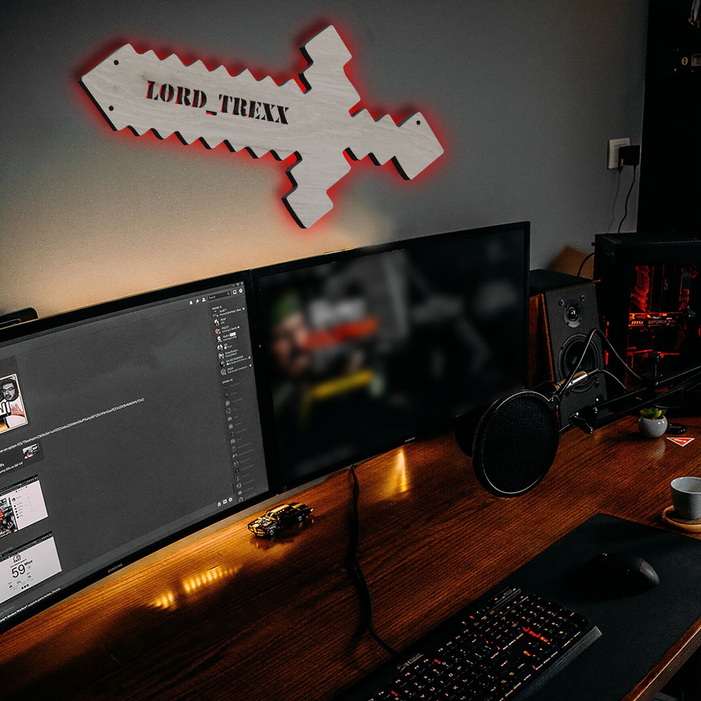 Gaming Pixel Sword - Personalized Wall Decor with optional LED Light | Starting from: