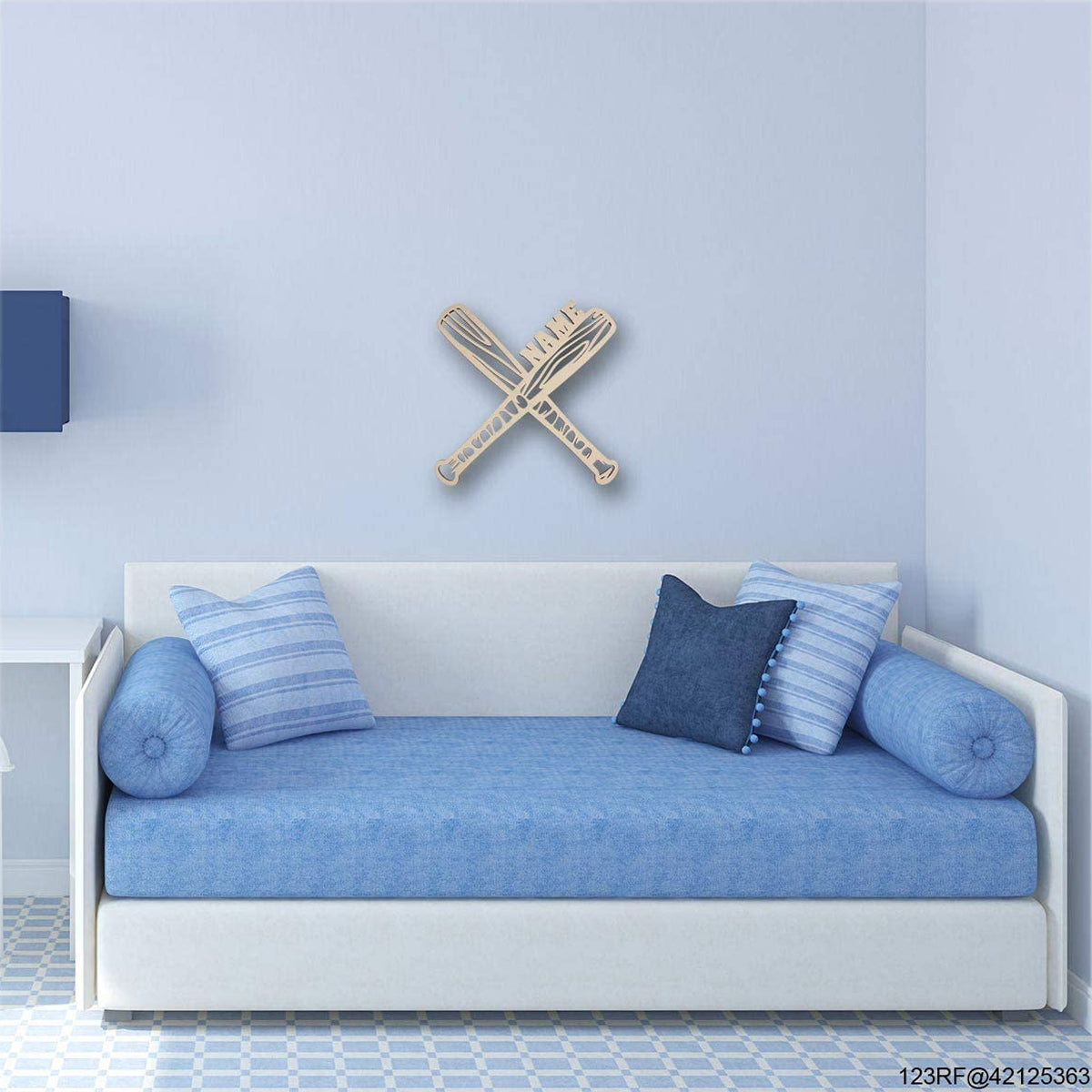 Crossed Baseball Bat LED light over couch