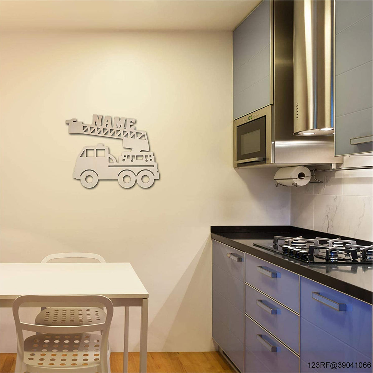 Fire Truck LED light on kitchen wall