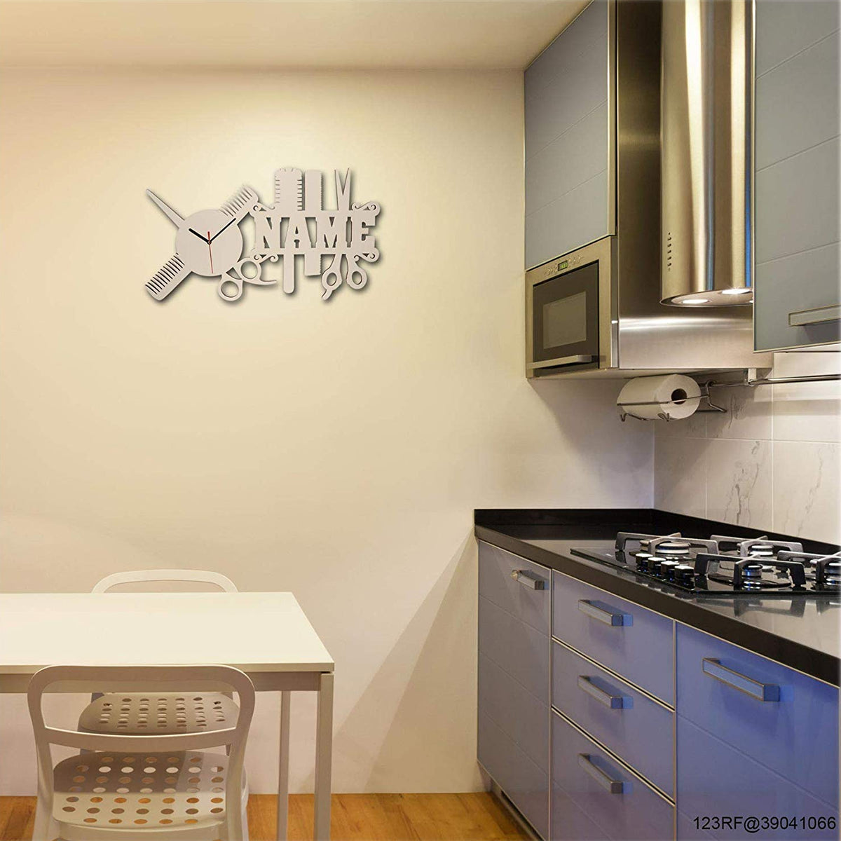 Hairdresser LED light on kitchen wall
