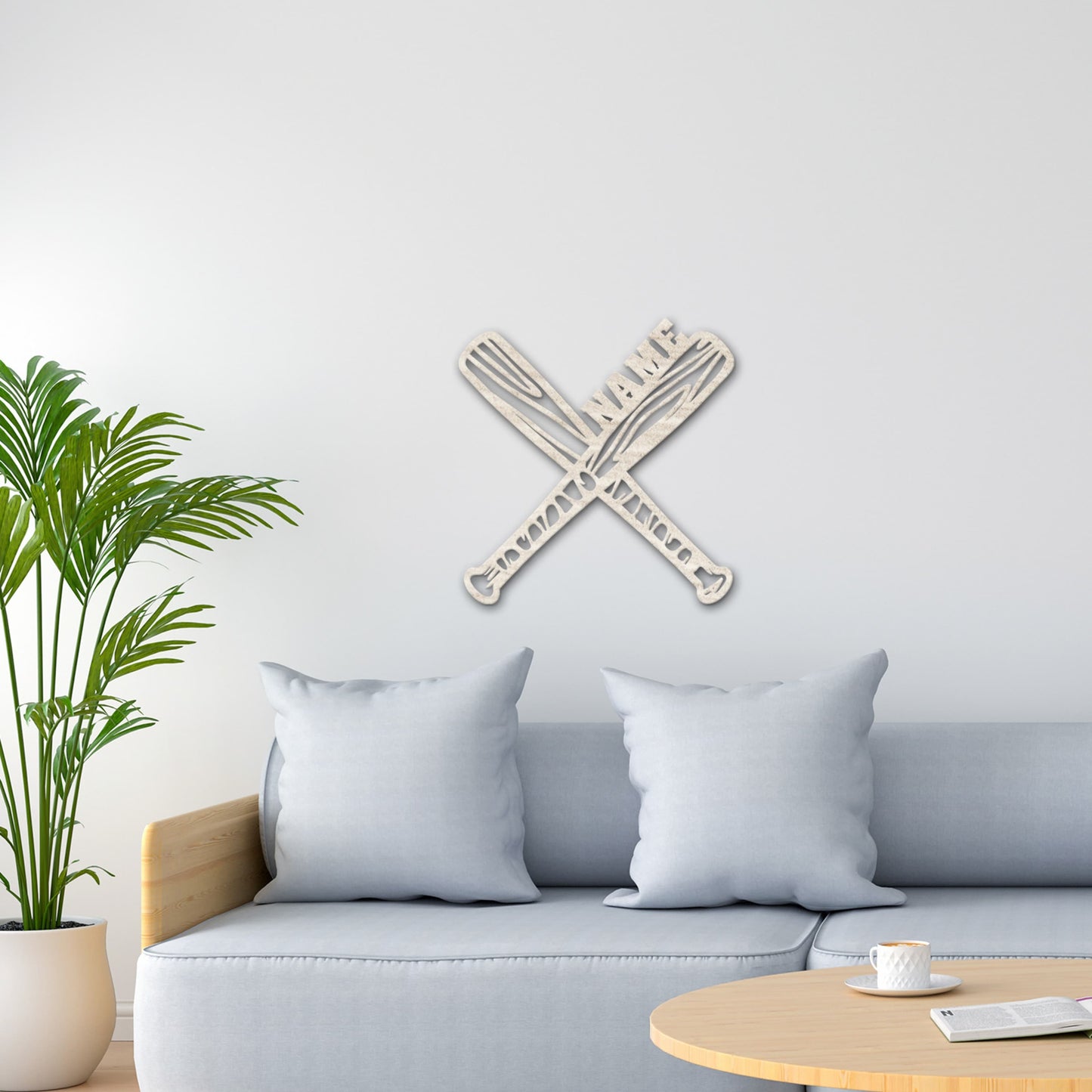 Crossed Baseball Bats - Personalized Wall Decor with optional LED Light | Starting from: