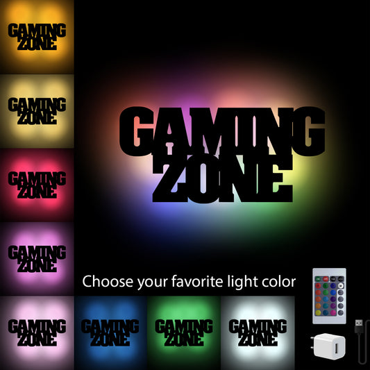 Gaming Zone - Personalized Wall Decor with remote LED Lights | Starting from: