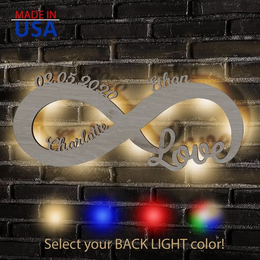 Love Infinity  - Personalized Wall Decor with optional LED Light | Starting from: