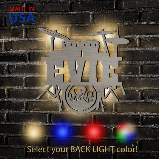 Drums - Personalized Wall Decor with optional LED Light | Starting from: