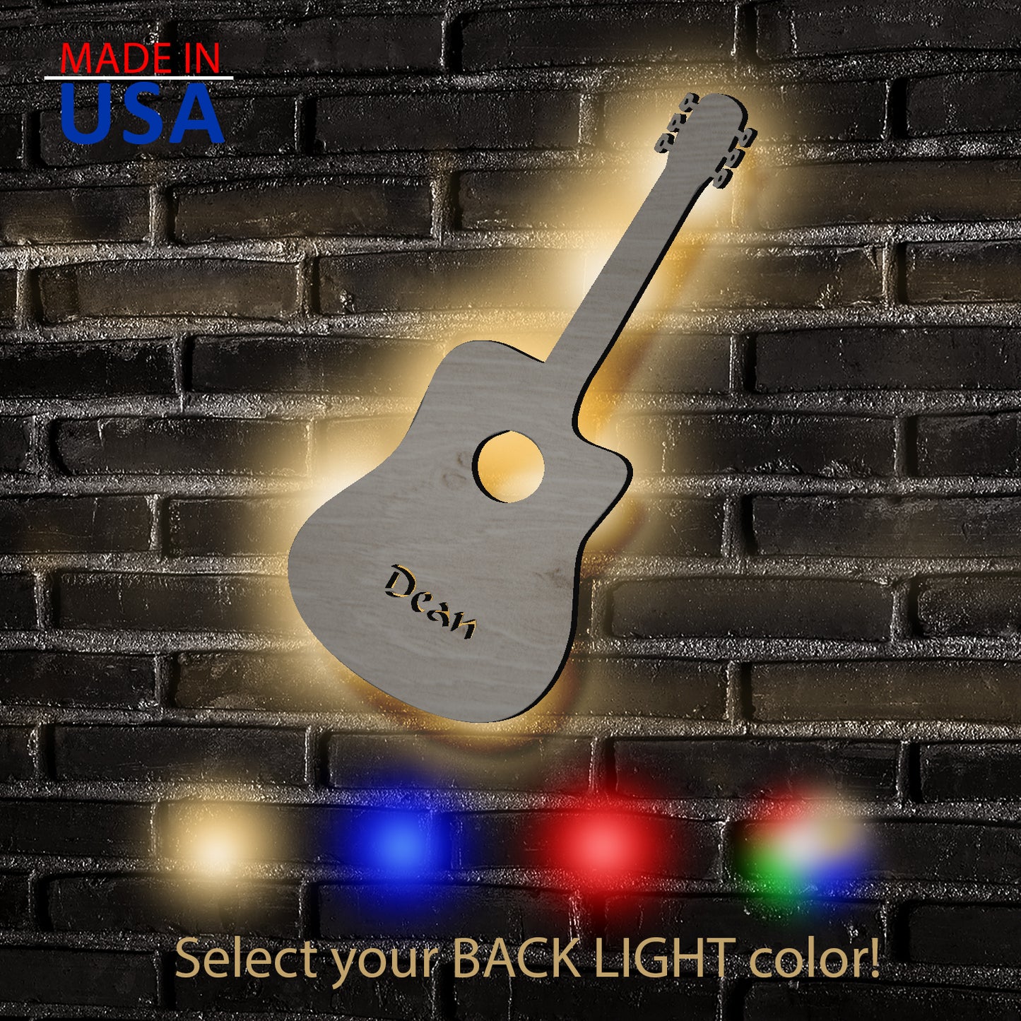 Guitar - Personalized Wall Decor with optional LED Light | Starting from: