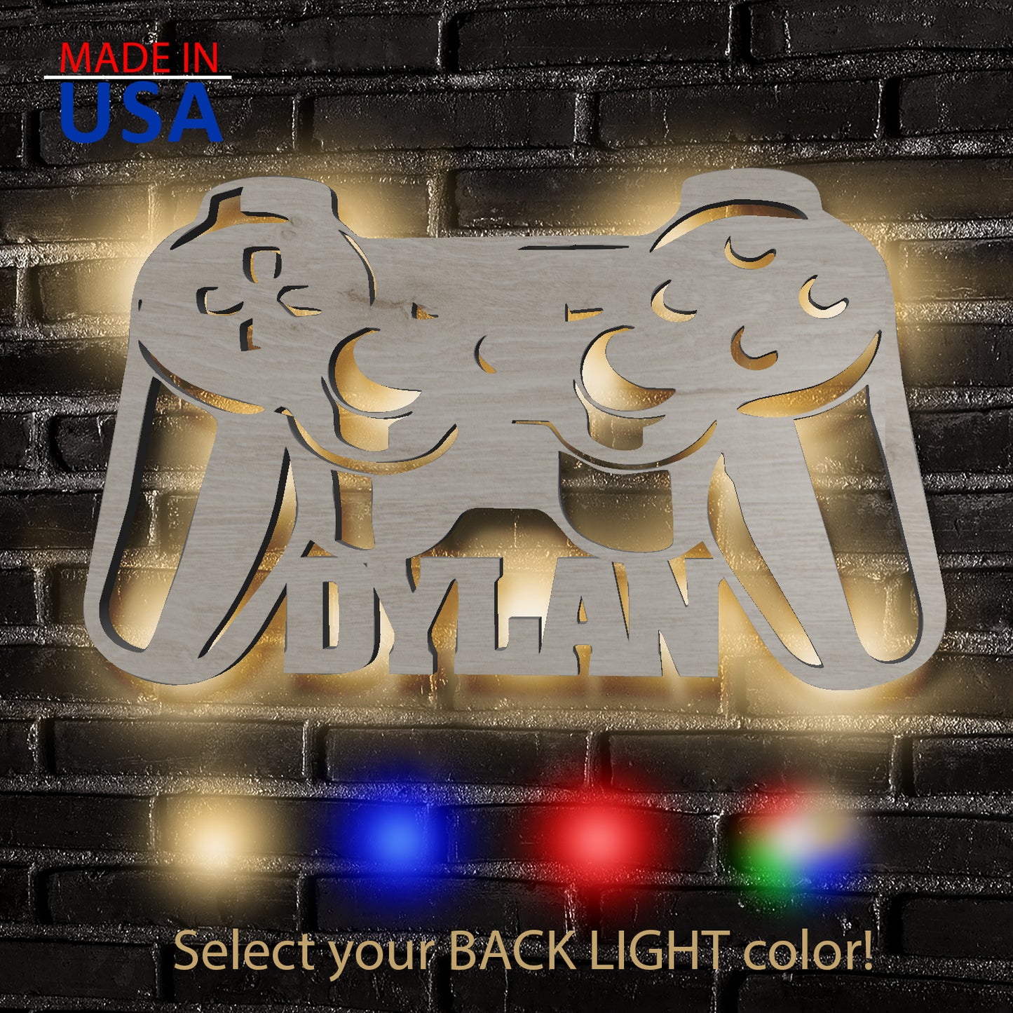 Game Controller - Personalized Wall Decor with remote LED Lights | Starting from: