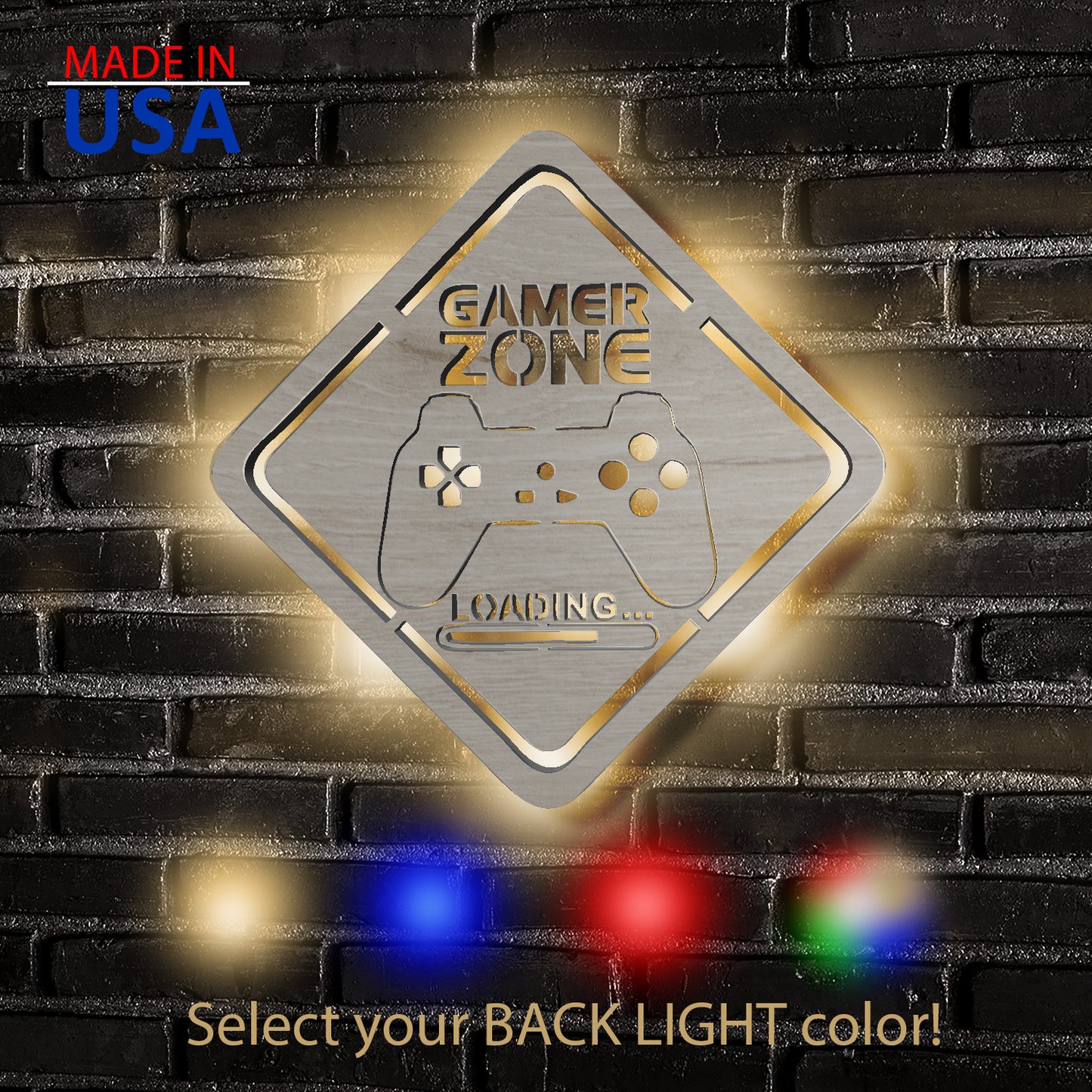 Gamer Zone - Personalized Wall Decor with optional LED Light | Starting from:
