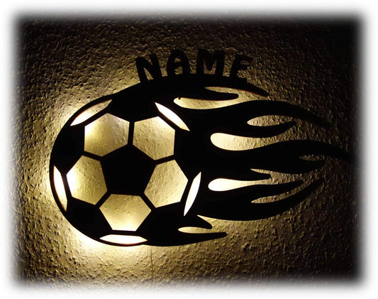 Soccer Flame - Personalized Wall Decor with optional LED Light | Starting from: