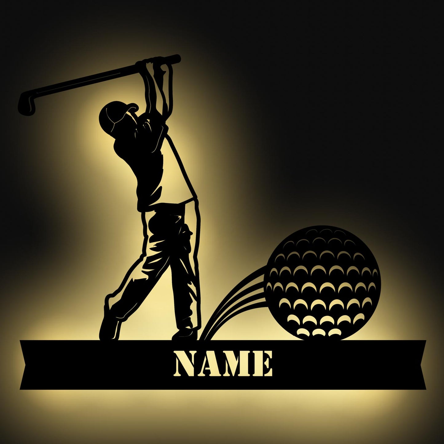 Golfer Swing - Personalized Wall Decor with optional LED Light | Starting from: